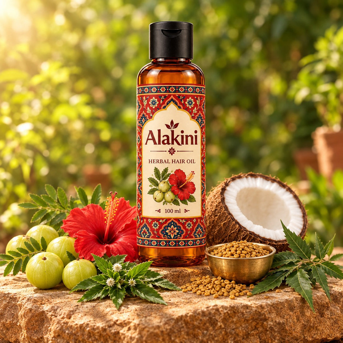 Alakini Herbal Hair Oil – in nature with ingredients