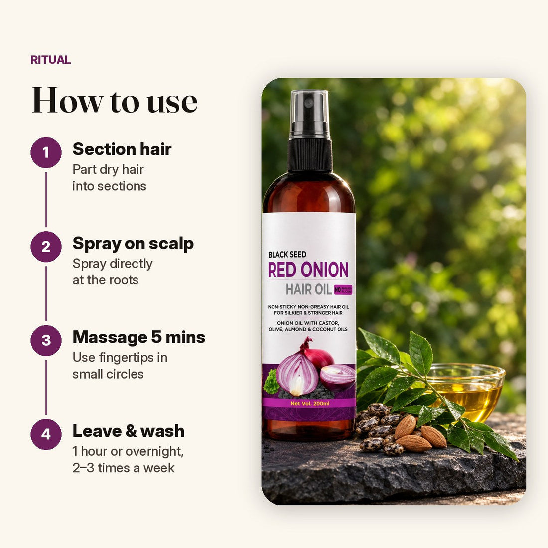 Black Seed Red Onion Hair Oil – how to use
